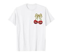 Happy New Year 2026 Cherries & Leopard Coquette Bow Women T-Shirt