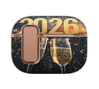 Happy New Year 2026 Compatible with Airpods Pro 2 Case Cover with Button Buckle Electroplating