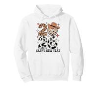 Happy New Year 2026 Cowgirl Disco Ball Western Leopard Women Pullover Hoodie