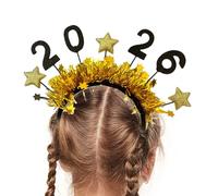 Happy New Year 2026 Headband - Glitter Party Decorations | Gold Silver Hairbands with Star Toppers - for Adult Girls Friends Girlfriend Daughter Celebration Christmas Masquerade