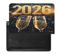 Happy New Year 2026 Passport Holder Cover Wallet with ID Card Slot Slim Travel RFID Blocking Case Protector Essentials for Women Men