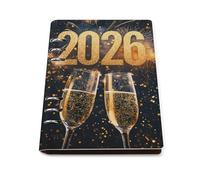Happy New Year 2026 Refillable Notebook 6 Ring Binder Foldable Loose-Leaf Notebooks A5 Planner Book with 90 Sheets Paper