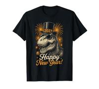 Happy New Year 2027 Dinosaur Funny T-Rex Tee for Kids Teens T-Shirt