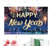 Happy New Year Backdrop - 100x150cm 2D Season Decoration | Holiday Photography Backdrops for Party Host Photographer Content Creator Small Business Display Usage