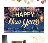 Happy New Year Backdrop - 150cm 2D Decoration | Decorative Holiday Background for Party Hosts Content Creators Family Gatherings School Events Office Store for P