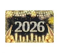 Happy New Year Backdrop Black and Gold 2026, New Year Party Banner Decorations, Happy News Years Backdrop for Party Supplies Photo Background (Color C 1pcs)