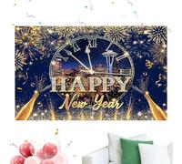Happy New Year Backdrop - Countdown Banner & Reusable 2D Flat Printing For Event Party Decor | 3x5ft Festive Wall Banner For Photography, Home, Office, And Classroom Decorations