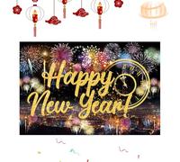 Happy New Year Banner - 2D Print Golden Balloons Wall Background,39x59in Happy New Year Sign 2026,for Photography, Holiday Party, Studio Photography Props, Patio, Indoor, Home