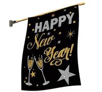 Happy New Year Banner, Celebration Clock Welcome Decoration | Aesthetic Yard Flag for Rural Winter Holiday Season Outdoor Decoration
