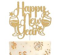 Happy New Year Cake Topper, Winter Xmas Holiday, Goodbye 2025 Hello 2026, 2026 New Year's Eve Celebration Party Decorations Supplies, Photo Props, Gold Glitter