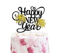 Happy New Year Cake Toppers Glitter 2025 New Year's Eve Hello 2025 Cheers to 2025 Happy New Year Decorations for New years Winter Festive Holidays Christmas Party Decorations By GotGala (Gold)