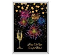 Happy New Year Cards - Family Members Friends - Luxury Quality Greeting Wishes (Brother New Year card)