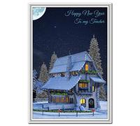 Happy New Year Cards - Family Members Friends - Luxury Quality Greeting Wishes (Teacher New Year card)