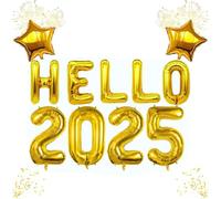Happy New Year Decorations - HELLO 2026, New Year's Eve Foil Balloons Decorations, 2026 New Years Party Balloon Decor New Years Decoration 2026 Party Supplies (Gold)