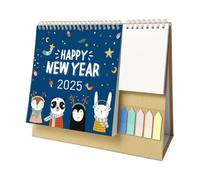 Happy New Year Desktop Calendar 2025, 12 Month Desktop Planner Calendar, Yearly Note Planner for 2025, 2025 Note Calendar with Monthly Views, 26 x 25.8 cm Decorative 2025 Calendar for Desk or Planning