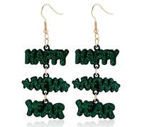 Happy New Year Earring for Women Holiday New Year’s Eve Earrings Glitter Color Dangle Earrings Shining Letter Star Shape New Year Resin Earrings Festive Party Jewelry, One size, Acrylic, No Gemstone