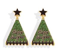 Happy New Year Earring for Women New Years Eve Earrings Glitter Star Dangle Earrings Holiday Cheer Party Earrings New Years Eve Accessories Gifts, Metal, No Gemstone