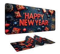 Happy New Year Gaming Mouse Pad 35.4"x15.7"Desk Mat Anti-Slip Rubber Base & Durable Stitched Edges for Gamers Smooth Mouse Writing Surface for Desk Office/Home