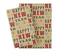 Happy New Year Gift Wrapping Paper,Christmas Kraft Gift Wrapping Paper for Man Woman Boys Girl Kids,4 Folded Sheets Colorful Word Paper for Kids Birthday Baby Showers Xams Gift Wrap,30 x 20 Inch