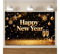 Happy New Year Gold Glitter Snowflake Star Photography Backdrop 1.5x1.2m