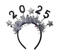 Happy New Year Hair Tiara Headband Glitter Star Sequins Headband | Happy New Year 2025 Headband Tiara | New Year Hair Band for Christmas 2025 Supplies