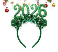 Happy New Year Headband 2026-7x8 Inches Glitter Headpieces for Festive Style, Sparkling Tinsel Design with Comfortable Fit, Party Decorations for Celebration Outfits, Group Photos, and Event Hosting