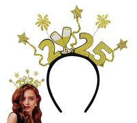 Happy New Year Headband, New Year Headband,Gold Glitter Stars Fireworks Headbands | Photo Props Festival Headband, 2025 Holiday Headband for Christmas Holiday