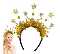 Happy New Year Headband - Silver Golden Star Firework Headwear - Sparkling Glitter Sequins Letter Headband, Festival Costume Props for Friends Family