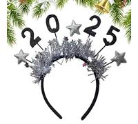 Happy New Year Headbands with Star Boppers,Happy New Year Glitter Star Sequins Headband Tiara - Happy New Year Glitter Star Sequins Headband Tiara for Christmas 2025 New Year Eve Party Supplies