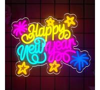 Happy New Year Neon Sign LED New Year Neon Light LED Dimmable Light Up Sign with USB Powered Neon Signs For Wall Christmas Party Bar Home Christmas Decor Family Kids Room Living Room Wedding
