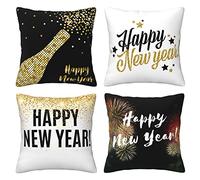 Happy New Year Pillow Covers 18x18 Inch Cases 2024 Years Throw Outdoor Couch Sofa Cushion for