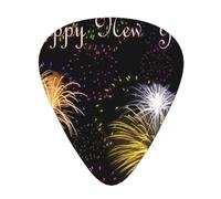 Happy New Year Print Guitar Picks,12 Pack Guitar Plectrums Thin, For Bass Electric Acoustic Guitars Ukulele