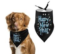 Happy New Year Shiny Blue Snowflakes Dog Bandana Pet Scarf for Small Medium Large Dogs Triangle Bibs Photo Prop Gift