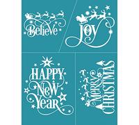 Happy New Year Silk Screen Printing Stencils Handmade Pillowcase Decorative Silk Screen Printing Stencil Letters for Reusable Sign Stencils