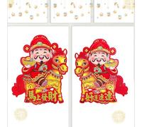 Happy New Year Stickers - Cartoon Wealth God Design Decals,Chinese Stickers,for Family Home Party Favors Lunar New Year Decor
