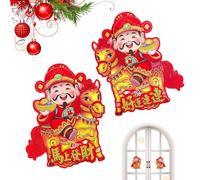Happy New Year Stickers | Decorative Wealth God Design Decals,Chinese Stickers,for Family Home Spring Festival Lunar New Year Window Decor