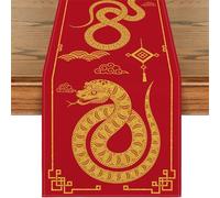 Happy New Years 2025 Tablecloth Snake Zodiacs Table Runner For Winter Kitchen Dining Table Festives Decoration Zodiacs Snake Home Decoration