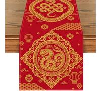Happy New Years 2025 Tablecloth Snake Zodiacs Table Runner For Winter Kitchen Dining Table Festives Decoration Zodiacs Snake Home Decoration