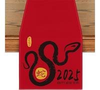Happy New Years 2025 Tablecloth Snake Zodiacs Table Runner For Winter Kitchen Dining Table Festives Decoration Zodiacs Snake Home Decoration