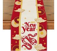 Happy New Years 2025 Tablecloth Snake Zodiacs Table Runner For Winter Kitchen Dining Table Festives Decoration Zodiacs Snake Home Decoration
