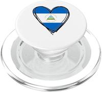 Happy Nicaragua Independence Day 15th Sept Flag Heart Design PopSockets PopGrip for MagSafe
