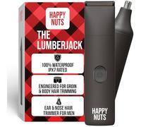 HAPPY NUTS The Lumberjack Electric Groin & Body Hair Trimmer for Men - Mens Body Groomer Kit for Privates - Smooth Ball & Pubic Hair Shaver (Graphite)