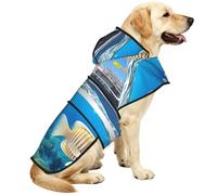 Happy Ocean Holiday Waterproof Dog Raincoat And Rain Jacket With Hood, Reflective Strips And Adjustable Belly Strap, Fits Small To Large Dogs