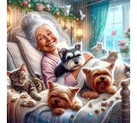 Happy Old Man Dog 300 Piece Jigsaw Puzzles for Adults 35x35cm, adult jigsaw puzzles 300 Pieces, Challenging&Brainteasing Puzzle Family Games, Beautiful Decoration puzzle