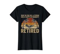 Happy on Mondays Retired Funny Retirement Hammock Value Graphic T-Shirt, Women, Black, M