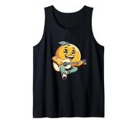 Happy Orange Playing Acoustic Guitar Citrus Music Tank Top