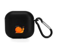 Happy Orange Snail Compatible with AirPods 4 Case Cover with Hanging Buckle Soft Case Charging Visible LED