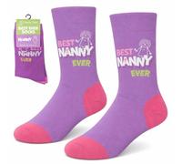 Happy Pairs Nanny Socks Womens Novelty Socks Size 4-8 Birthday Gift Best Nanny Ever Gift from Granddaughter Grandson Stocking Filler Present