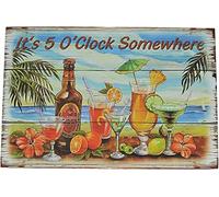 Happy Party Hawaiian Style Metal Tin Sign it's 5 o'clock somewhere Funny Poster Bar Club Living Room Kitchen Home Art Wall Decor Plaque Gift