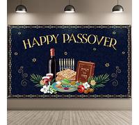 Happy Passover Backdrop 6.1 x 3.6 Ft Jewish Holiday Decoration Hanging Jewish Pesach Wall Background Decor Passover Background for Wedding Festive Welcome Porch Sign Banner Passover Party Supplies